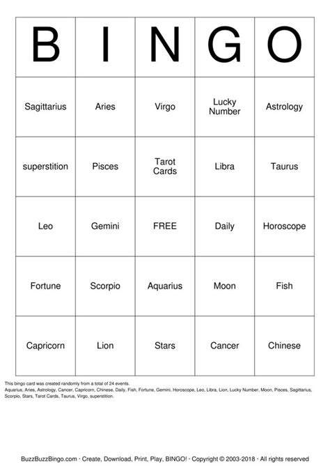Libra Bingo Cards to Download, Print and Customize!.